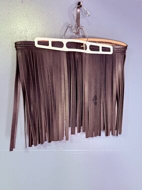 BCBGMaxAzria Black Leather Fringe acessory belt